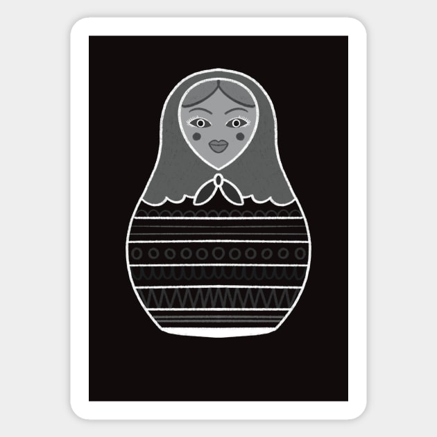 Black & White Russian Doll Sticker by Slepowronski